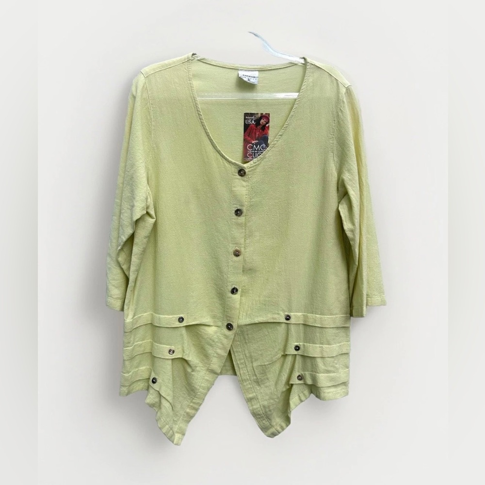 NEW Color Me Cotton CMC Blouse Top M Button Front Butter Yellow 100% Cotton